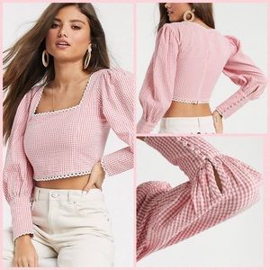 Neon Rose Milkmaid Top